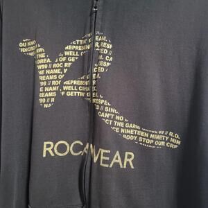 Y2k Rocawear Zip Up Jacket Hip Hop Jay Z Black Baggy Mens 4XB 90s streetwear